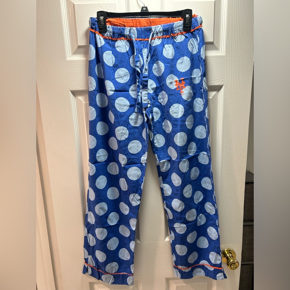 GUC New York Mets Pajama Pants Womens Size Small with Polka Dot Pattern
